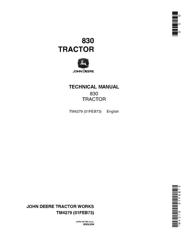 John Deere 830 Utility Tractors Technical Manual TM4279 John Deere 830 Utility Tractors Technical Manual Tm4279 (2)