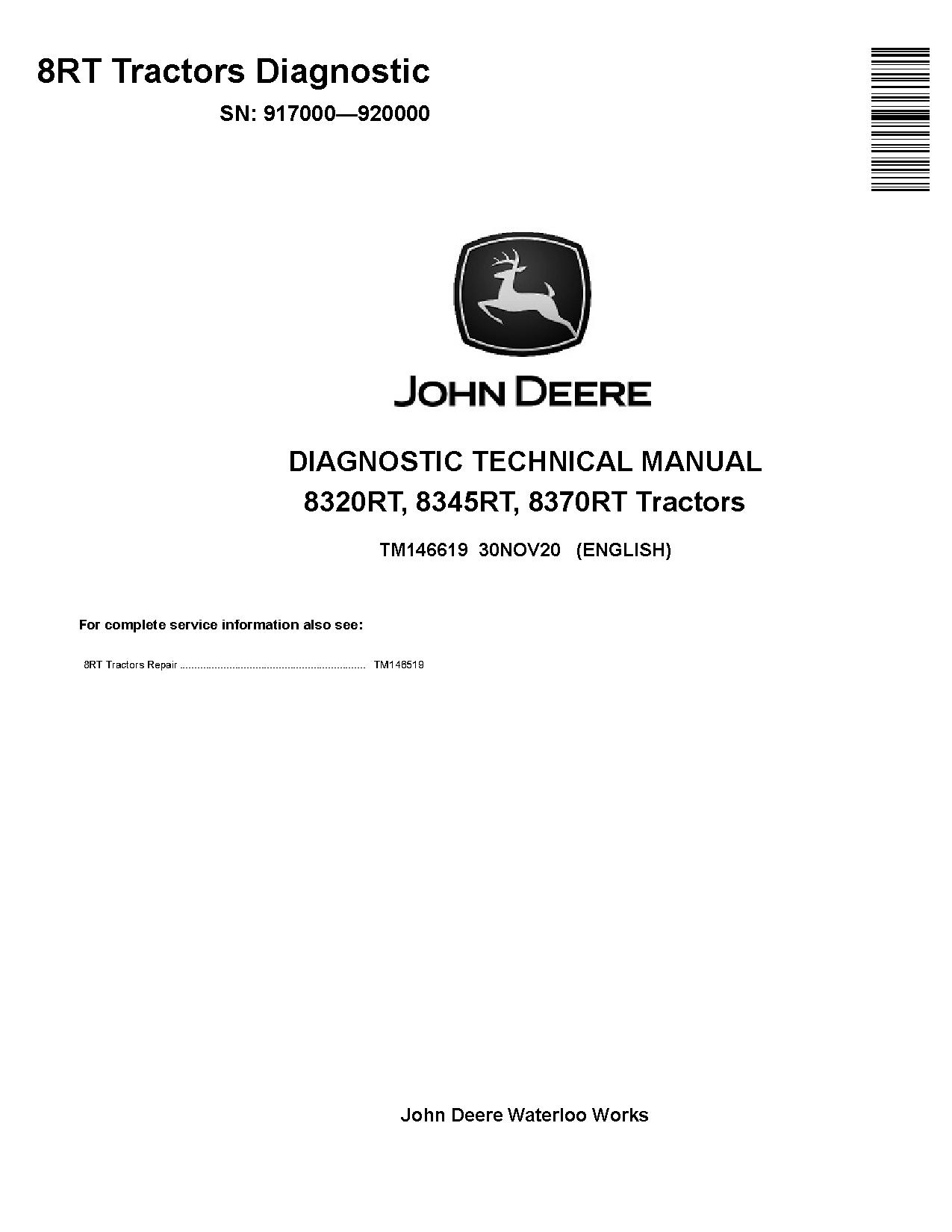 John Deere 8320RT 8345RT 8370RT Tracked Tractors Diagnostic Manual TM146619 (1)