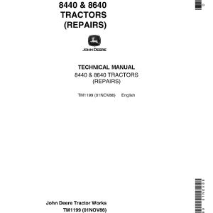 John Deere 8440 8640 4WD Articulated Tractors Technical Manual TM1199 (1)