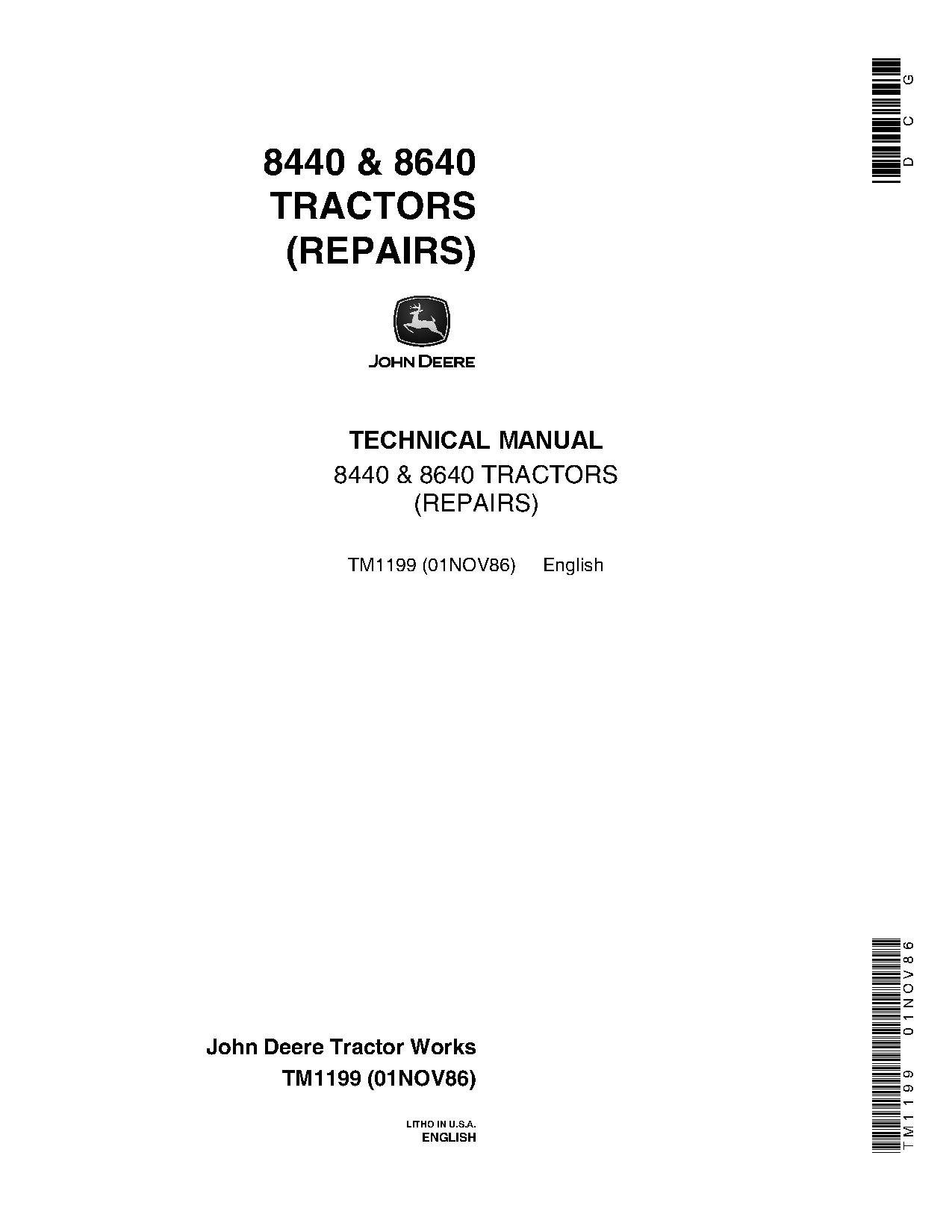John Deere 8440 8640 4WD Articulated Tractors Technical Manual TM1199 (1)