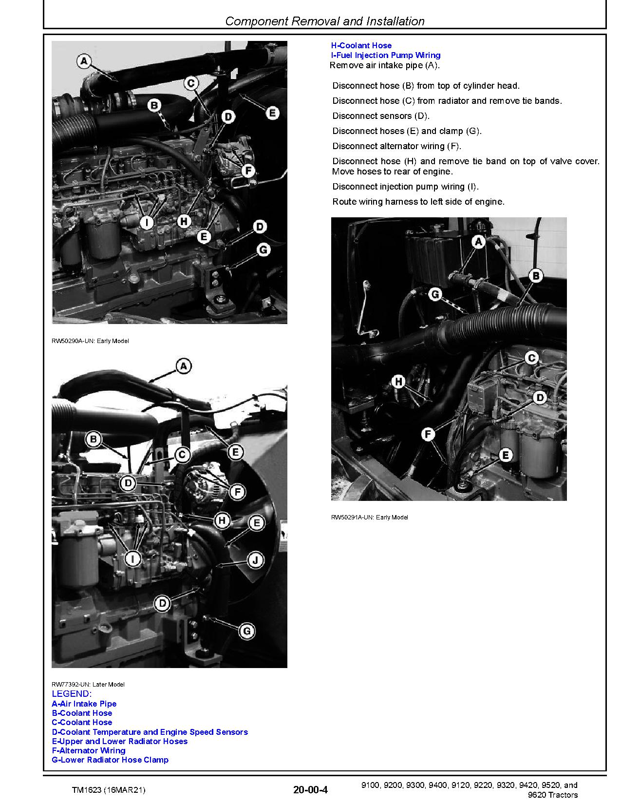 John Deere 9100 9120 9200 9220 9300 9320 9400 9420 9520 9620 4WD Articulated Tractors Repair Manual TM1623 (2)