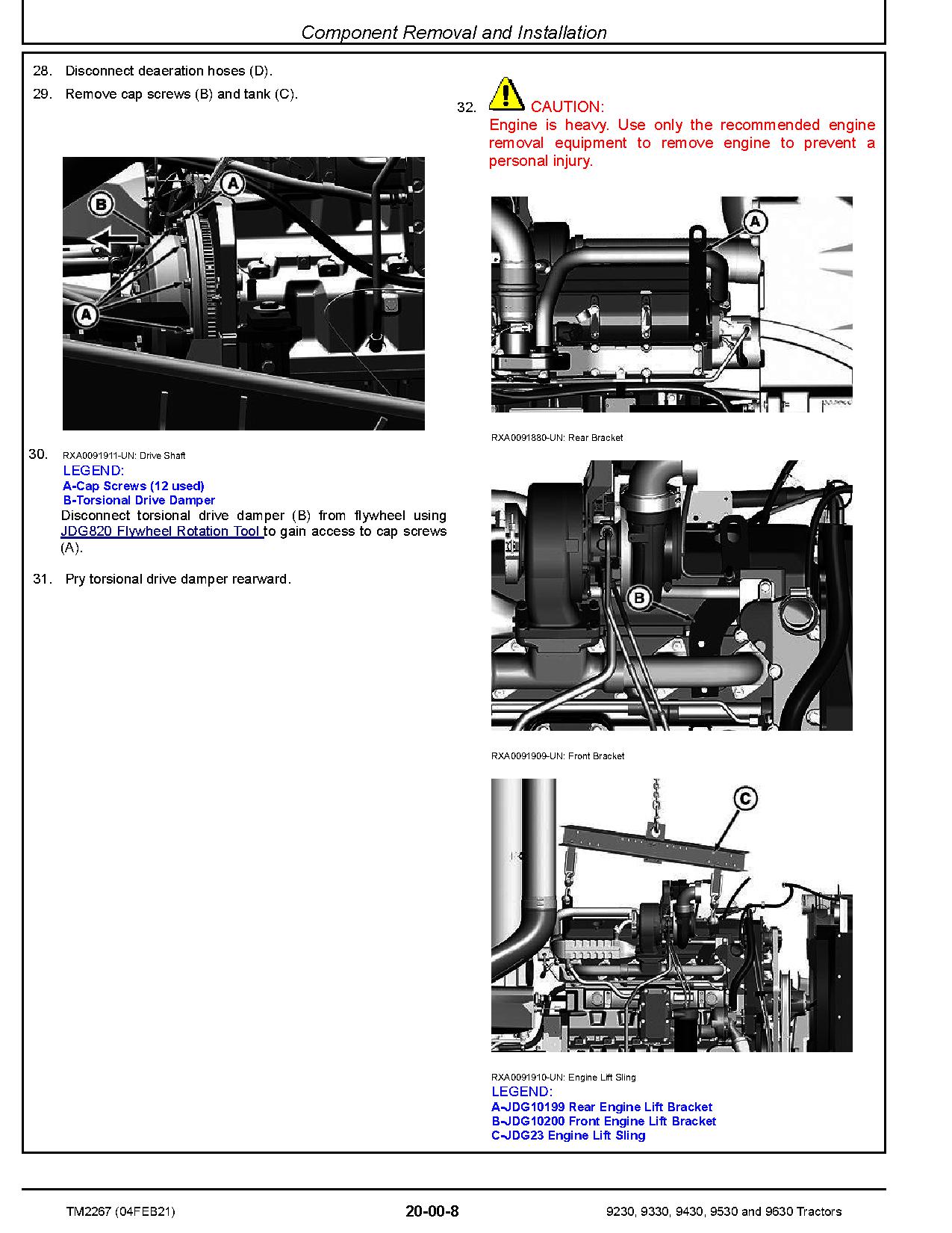 John Deere 9230 9330 9430 9530 9630 4WD Articulated Tractors Repair Manual TM2267 (2)