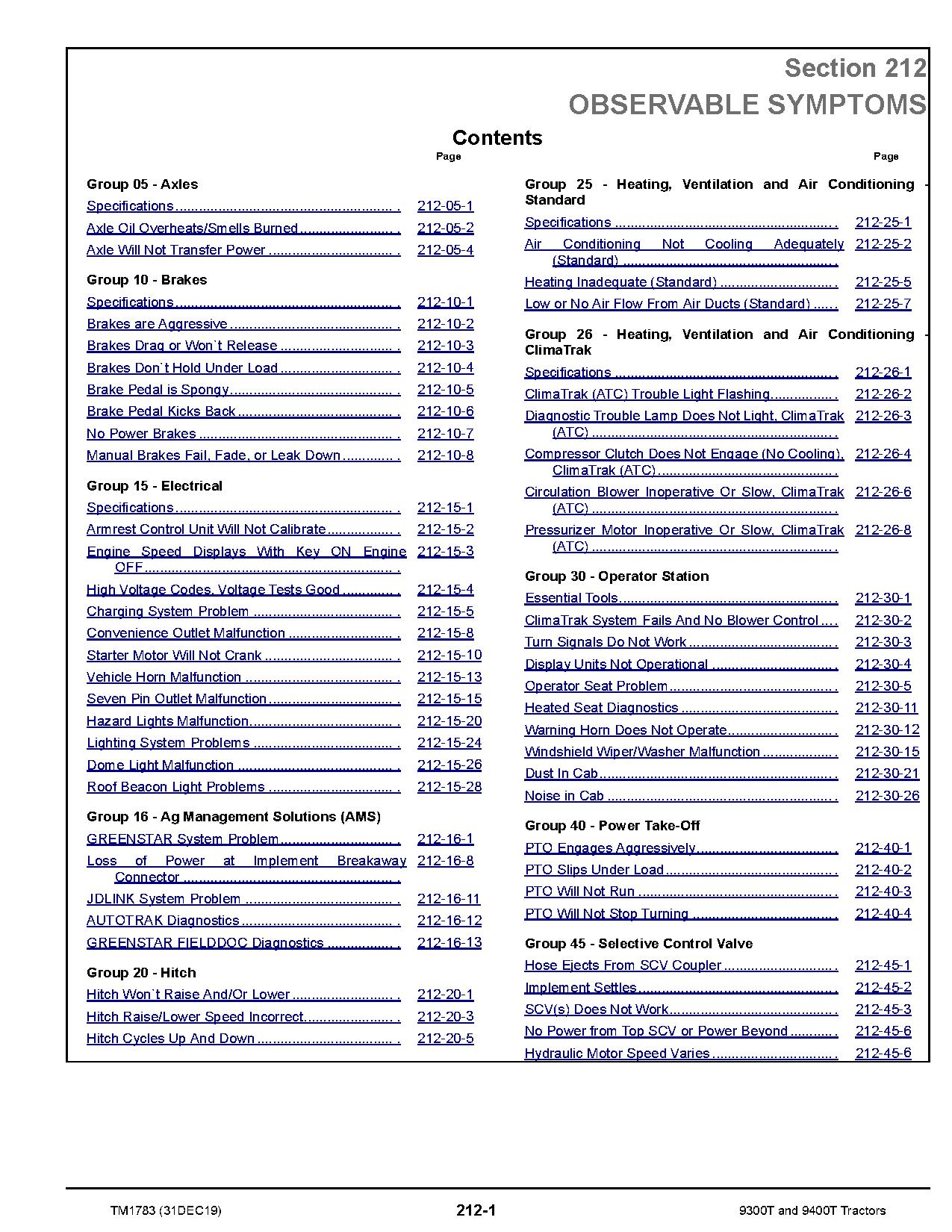 John Deere 9300T 9400T Tracked Tractors Operation Test Manual TM1783 (2)