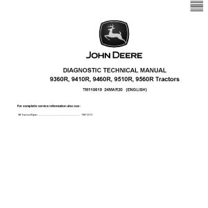 John Deere 9360R 9410R 9460R 9510R 9560R 4WD Articulated Tractors Diagnostic Manual TM110619 (1)
