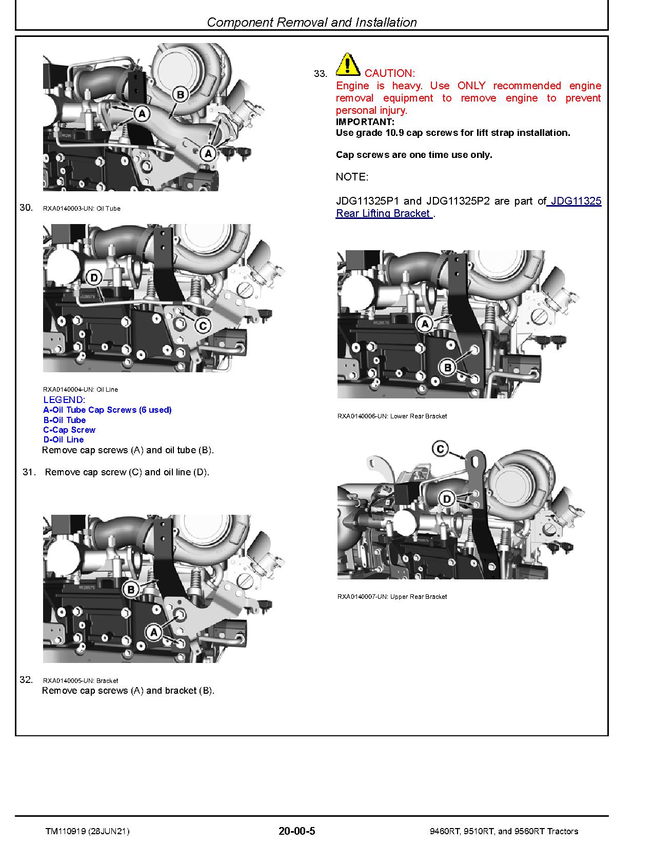 John Deere 9460RT 9510RT 9560RT Tracked Tractors Repair Manual TM110919 (2)