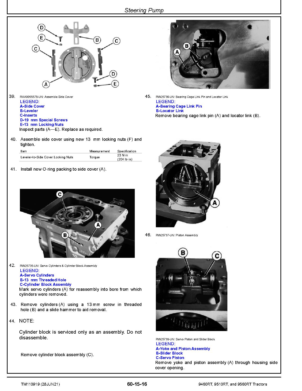 John Deere 9460RT 9510RT 9560RT Tracked Tractors Repair Manual TM110919 (3)