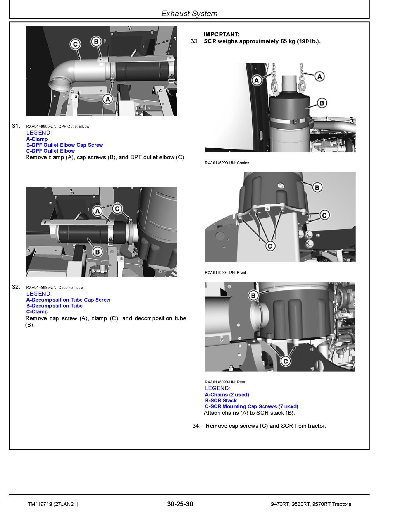 John Deere 9470RT 9520RT 9570RT Tracked Tractors Repair Manual TM119719 (2)