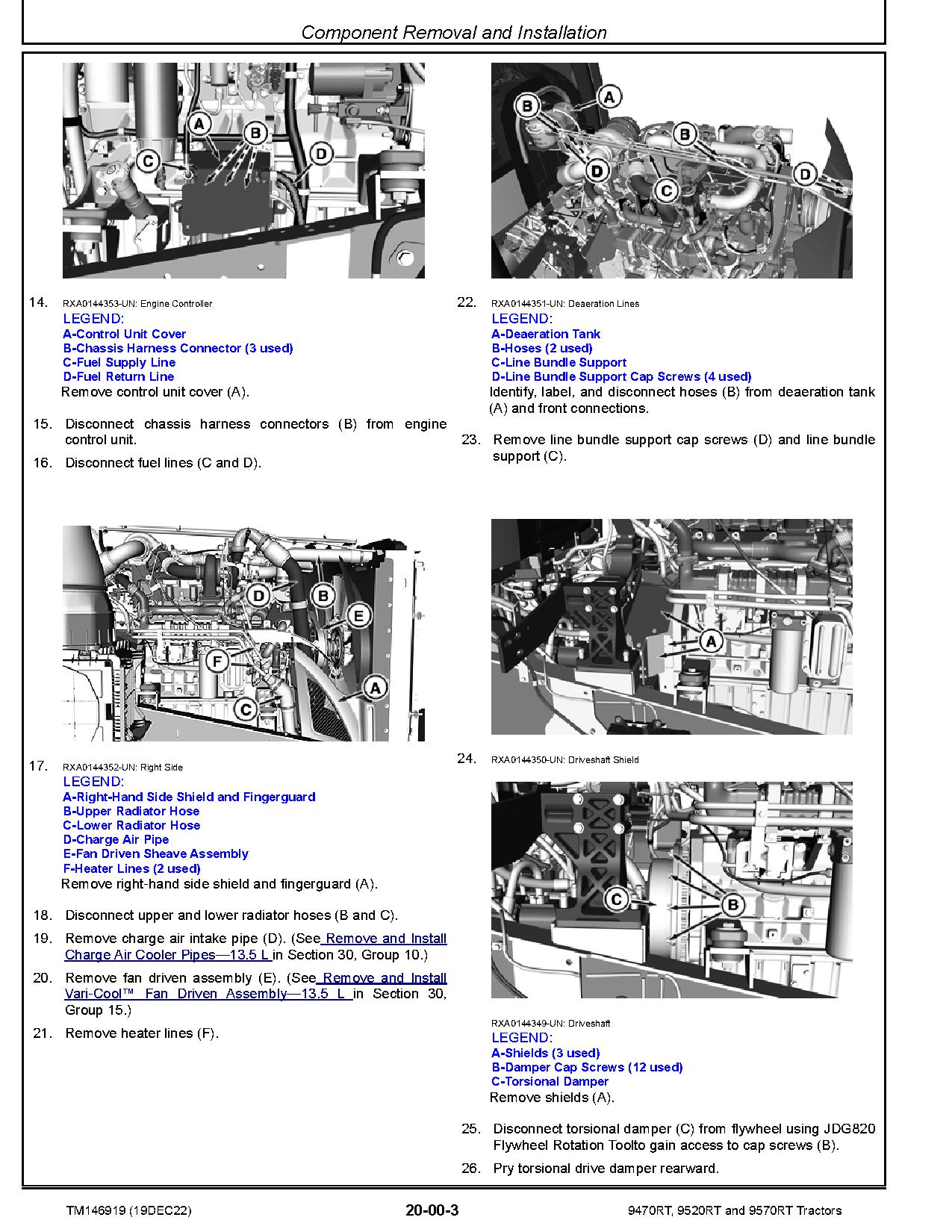 John Deere 9470RT 9520RT 9570RT Tracked Tractors Repair Manual TM146919 (2)