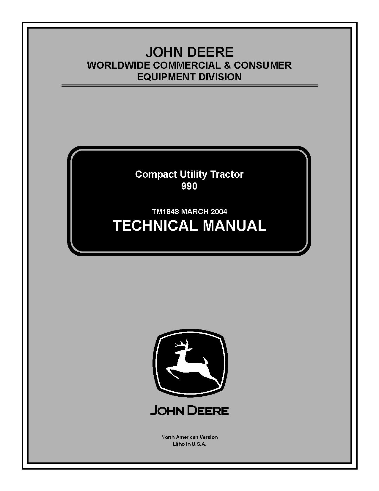 John Deere 990 Compact Utility Tractors Technical Manual TM1848 (1)