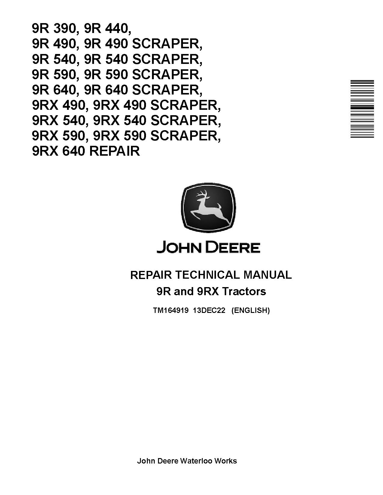 John Deere 9R 9RX Tractors Repair Manual TM164919 (1)