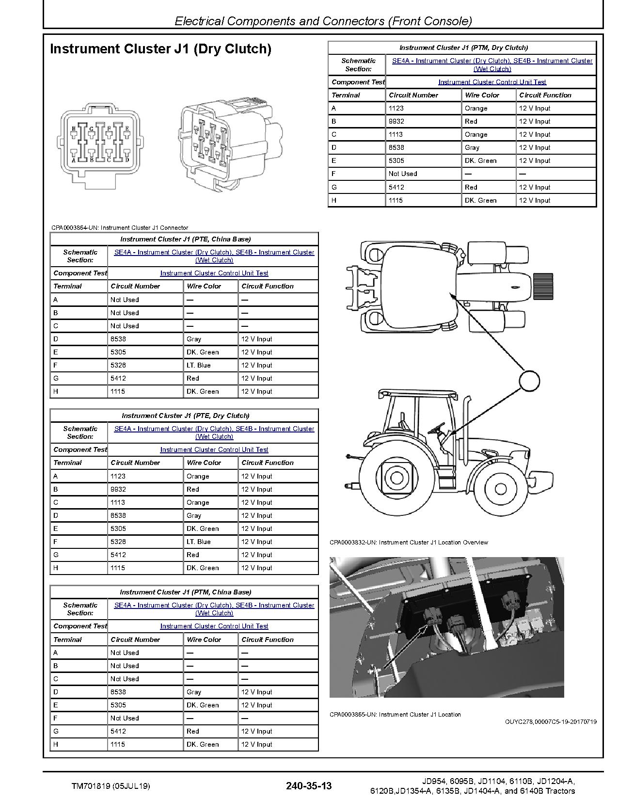 John Deere JD1104 JD1204 A JD1354 A JD1404 A JD954 China 6095B 6110B 6120B 6135B 6140B Asia Tractors Diagnostic Manual TM701819 (2)
