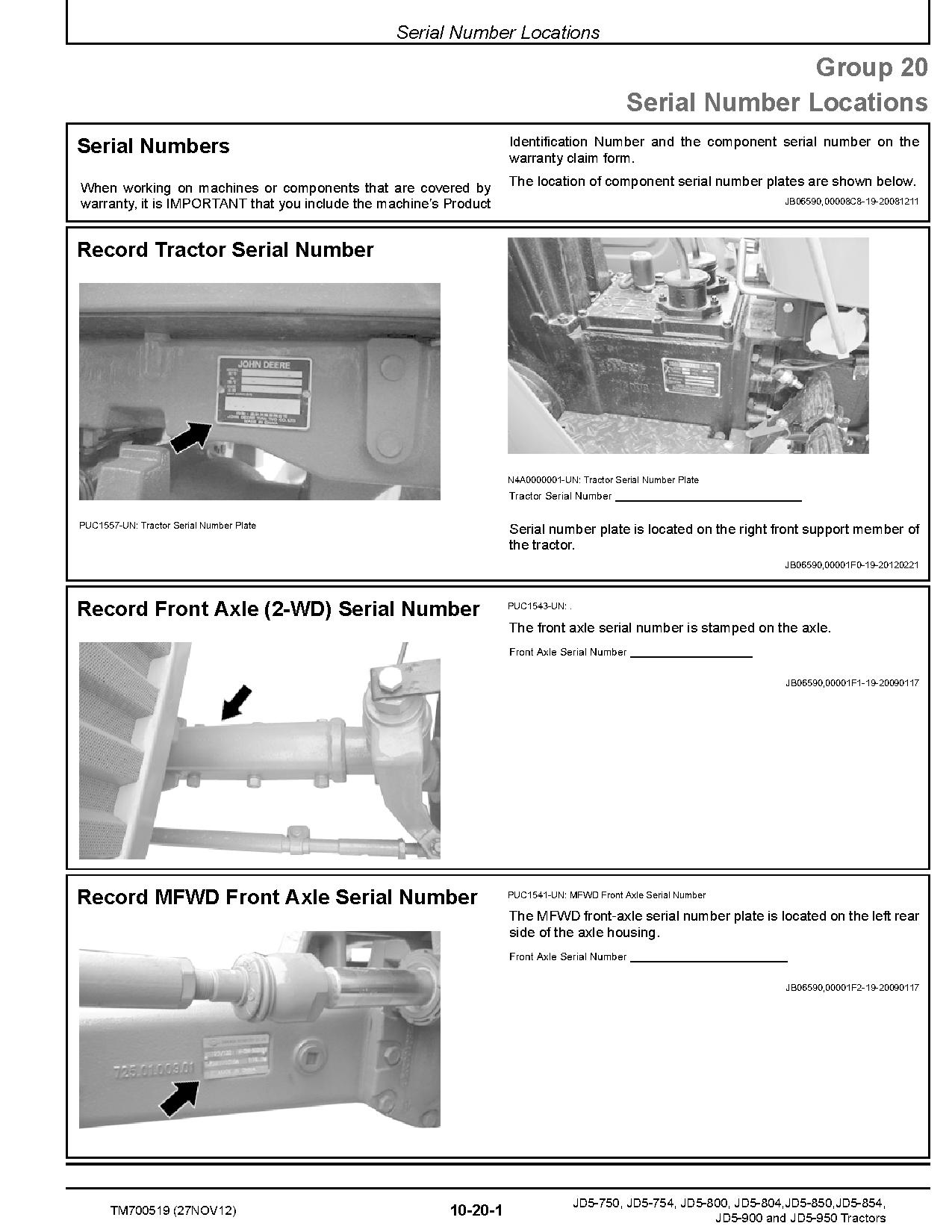 John Deere JD5 750 JD5 754 JD5 800 JD5 804 JD5 850 JD5 854 JD5 900 JD5 950 China Tractors Technical Manual TM700519 (2)