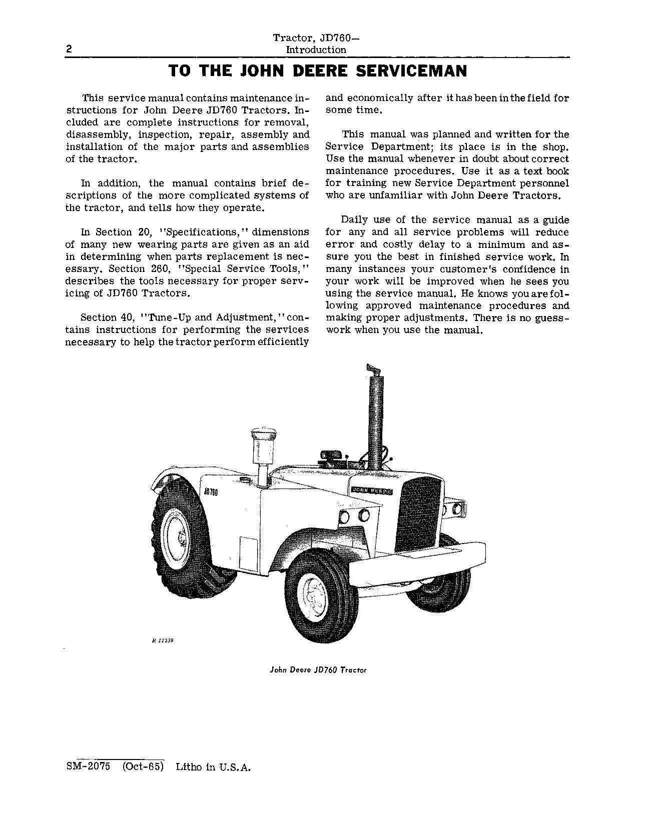 John Deere JD760 Tractors Service Manual SM2075 (2)