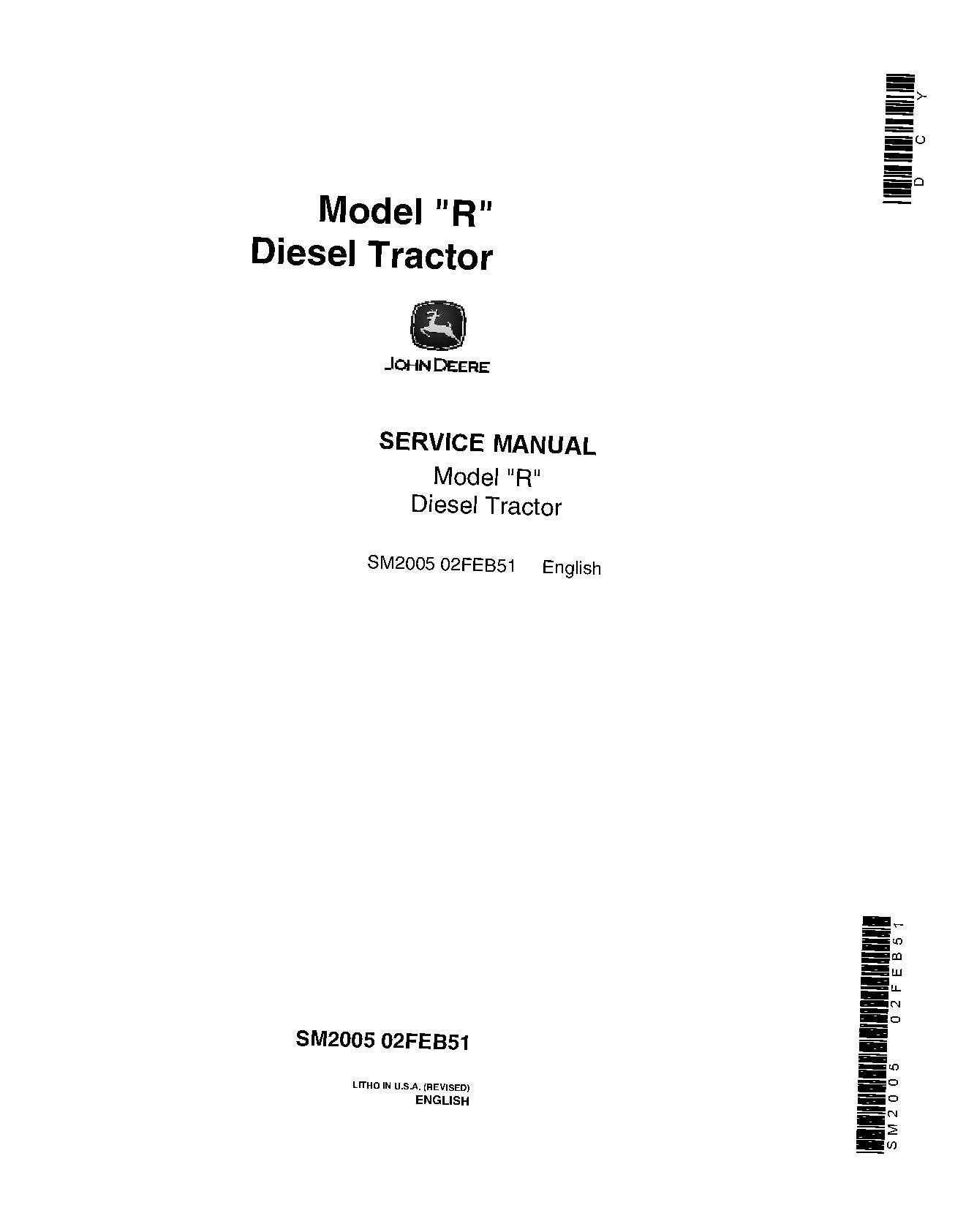 John Deere R Diesel Tractors Service Manual SM2005 (1)