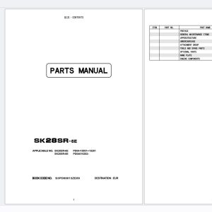Kobelco Excavator SK28SR 6E Parts Manual S3PD00013ZE09 (1)