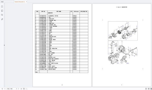 Kobelco Excavator SK28SR 6E Parts Manual S3PD00013ZE09 (3)