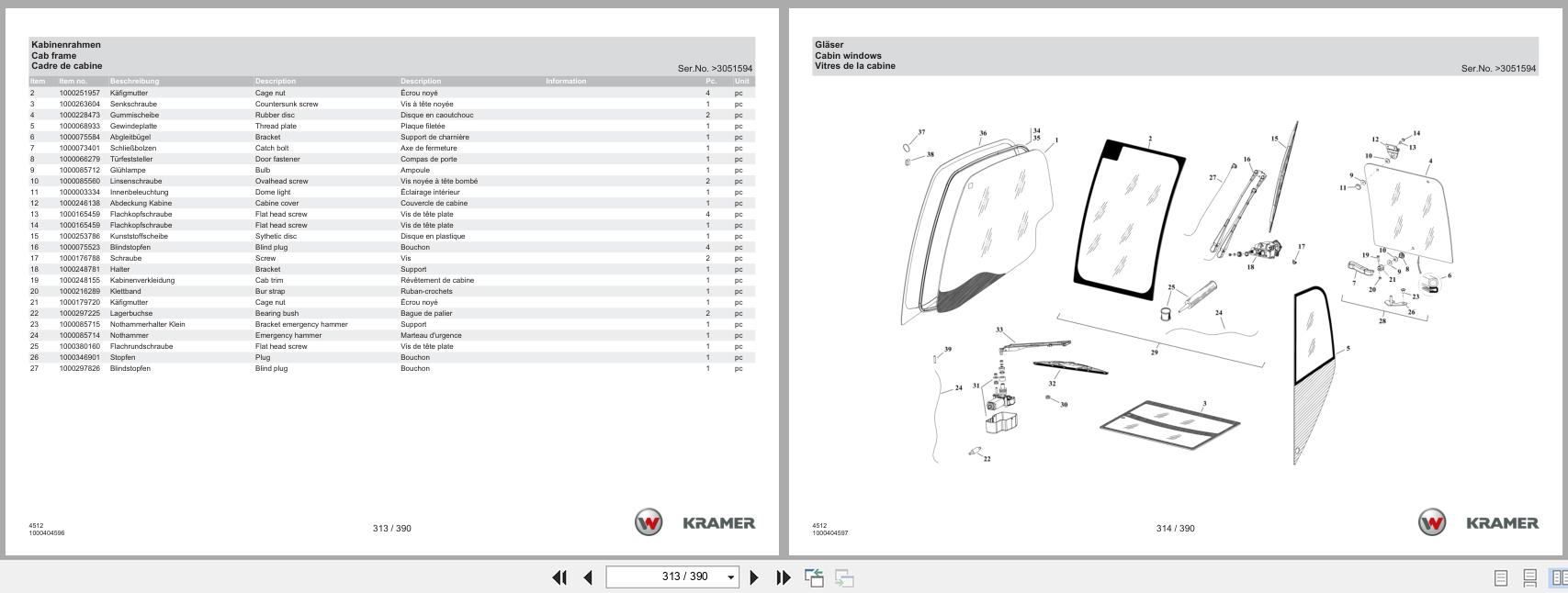 Kramer Telehandler 1245CC40 4512 Spare Parts Catalog 1000322045 01.2024 DE EN FR (2)