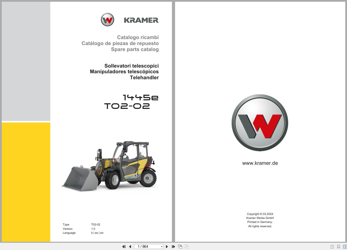 Kramer Telehandler 1445E T02 02 Spare Parts Catalog 03.2024 IT ES EN (1)