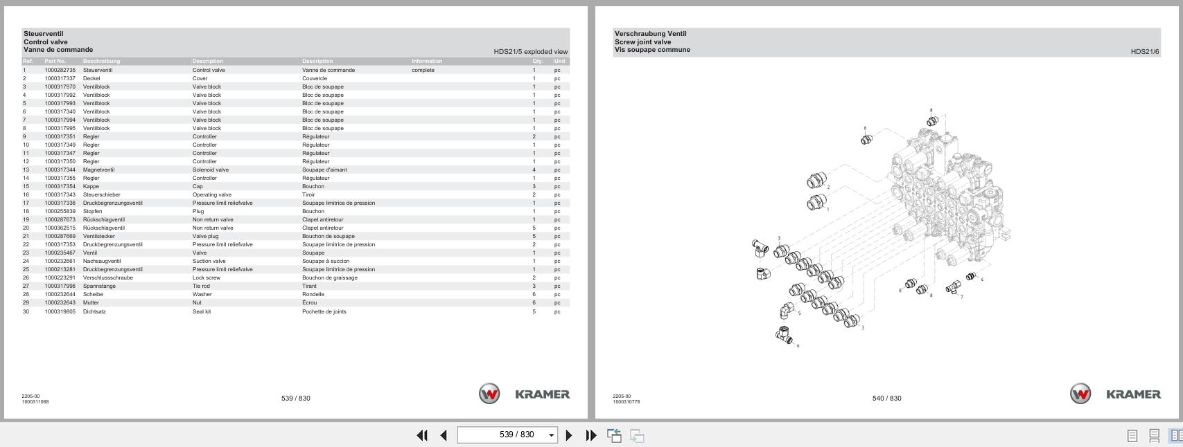 Kramer Telehandler 2205 2205 00 Spare Parts List 01.2019 DE EN FR (2)