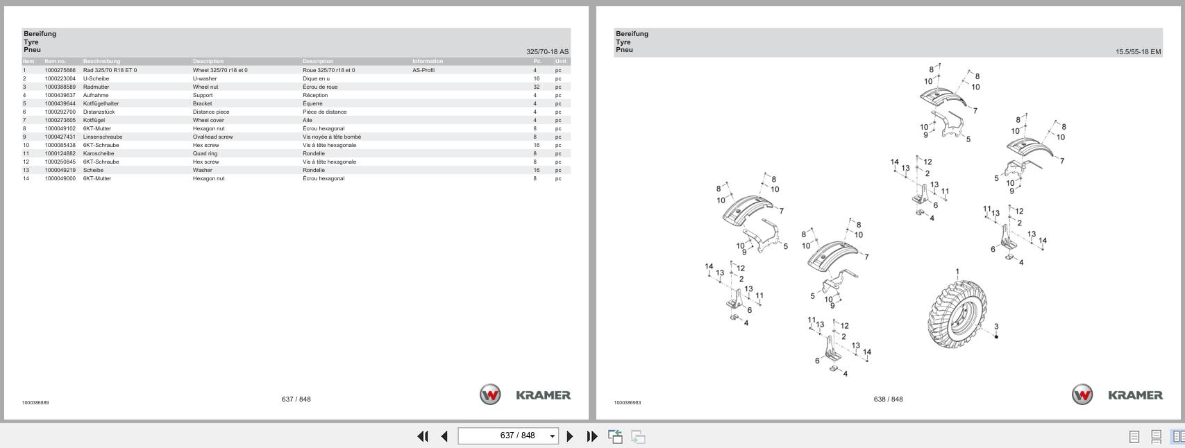 Kramer Telehandler 2205 Spare Parts Catalog 1000397870 08.2024 DE EN FR (2)