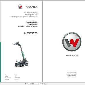 Kramer Telehandler KT225 TL48 Spare Parts List 1000316528 10.2020 DE EN FR (1)
