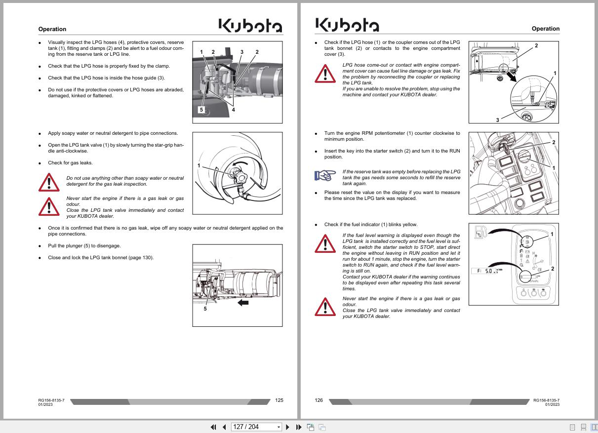 Kubota Compact Excavator KX019 4 LPG Operating Instruction RG156 8135 7 2023 (2)