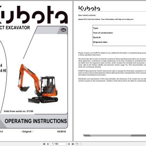 Kubota Compact Excavator KX101 3a4 KX101 3a4 HI Operation Instruction RG658 8135 2 (1)