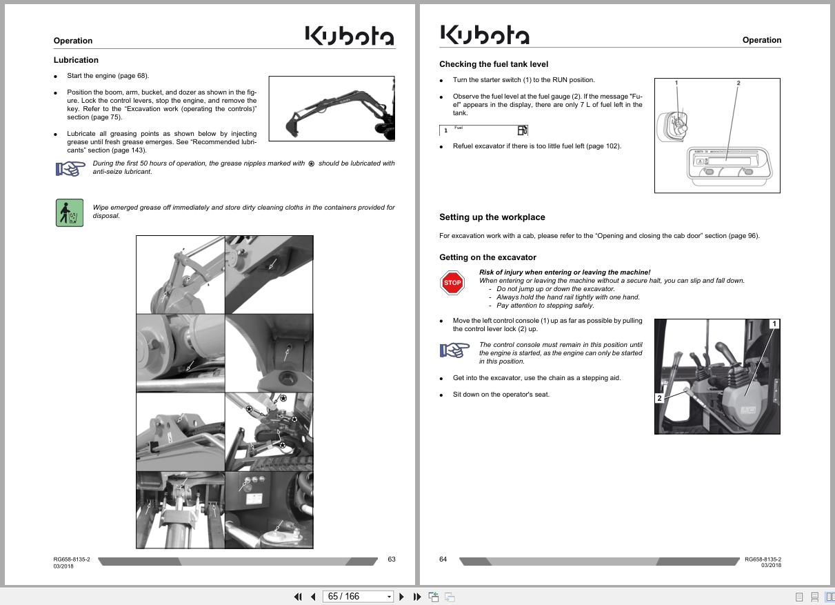 Kubota Compact Excavator KX101 3a4 KX101 3a4 HI Operation Instruction RG658 8135 2 (2)