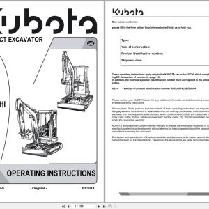 Kubota Compact Excavator U27 4 U27 4 HI Operating Instruction RH418 8135 9 2019 (1)