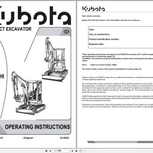 Kubota Compact Excavator U27 4 U27 4 HI Operating Instruction RH418 8235 8 2023 (1)