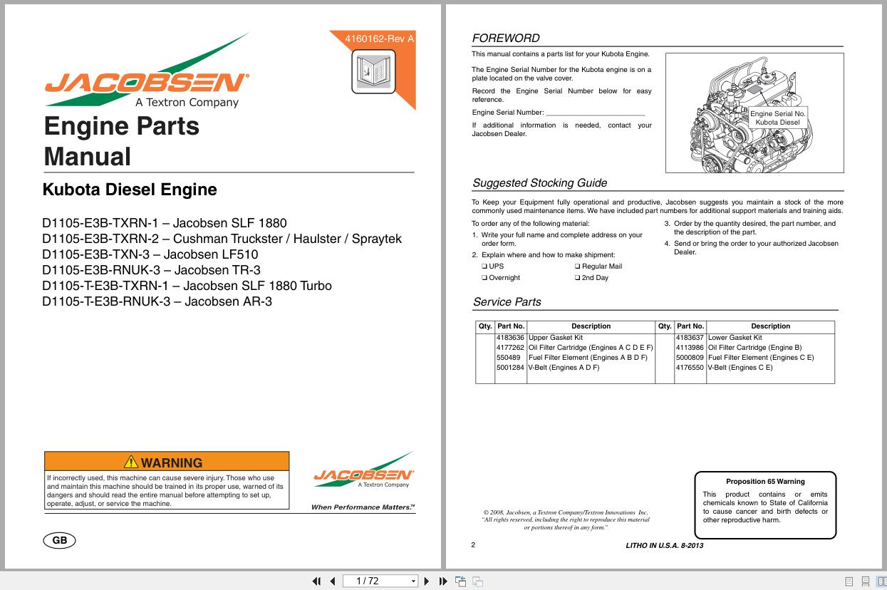 Kubota Diesel Engine D1105 Series Parts Manual (1)