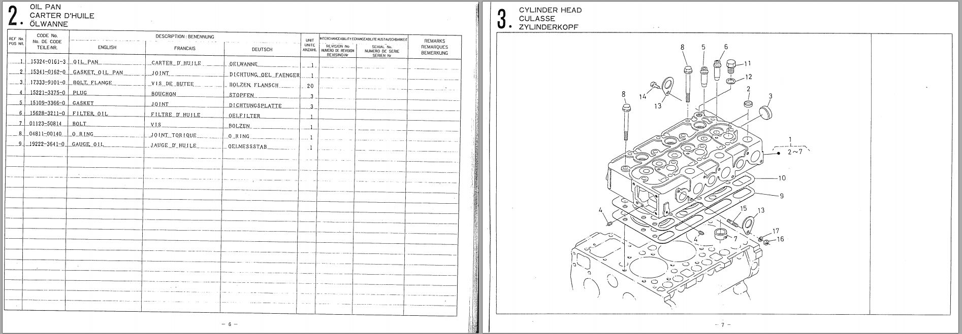 Kubota Diesel Engine D1402 BB BBS EC 1 Parts List 1988 FR EN DE (2)