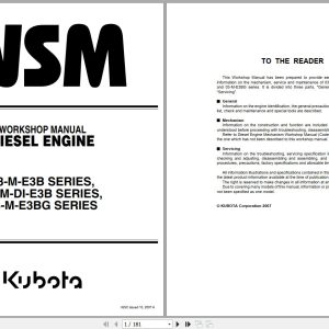 Kubota Diesel Engine D1503 M to V2203 M BG Service Manual 9Y111 00142 2007 (1)