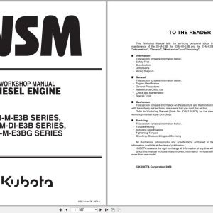 Kubota Diesel Engine D1503 M to V2403 M BG Workshop Manual 9Y111 02570 2009 (1)
