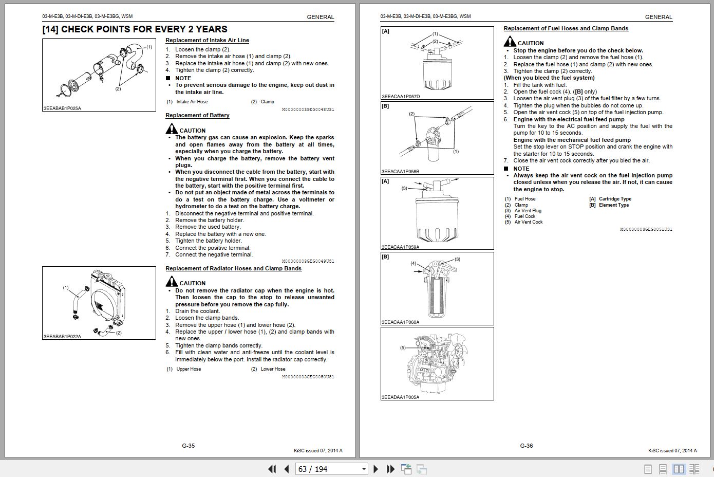 Kubota Diesel Engine D1503 M to V2403 M BG Workshop Manual 9Y111 02574 2014 (2)