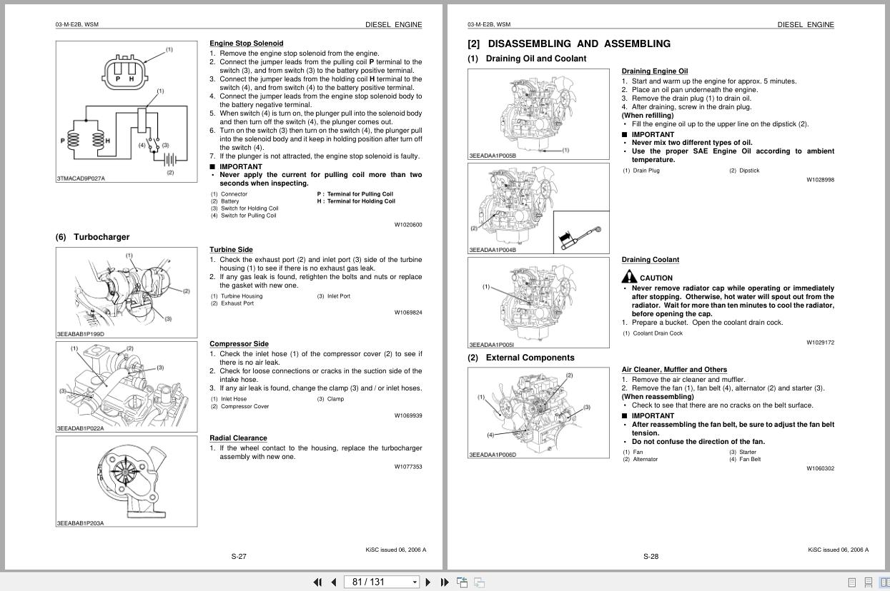 Kubota Diesel Engine D1503 M to V2403 M Workshop Manual 9Y011 02813 2006 (2)