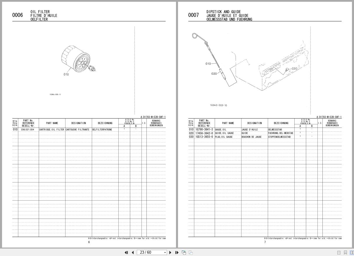 Kubota Diesel Engine D1703 Illustrated Parts List (2)