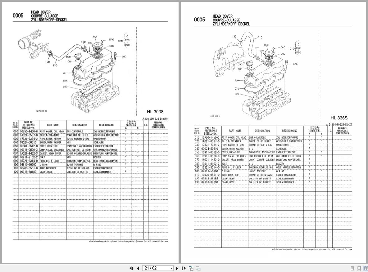 Kubota Diesel Engine D1803 M E2B Spare Parts List 2007 FR EN DE (2)