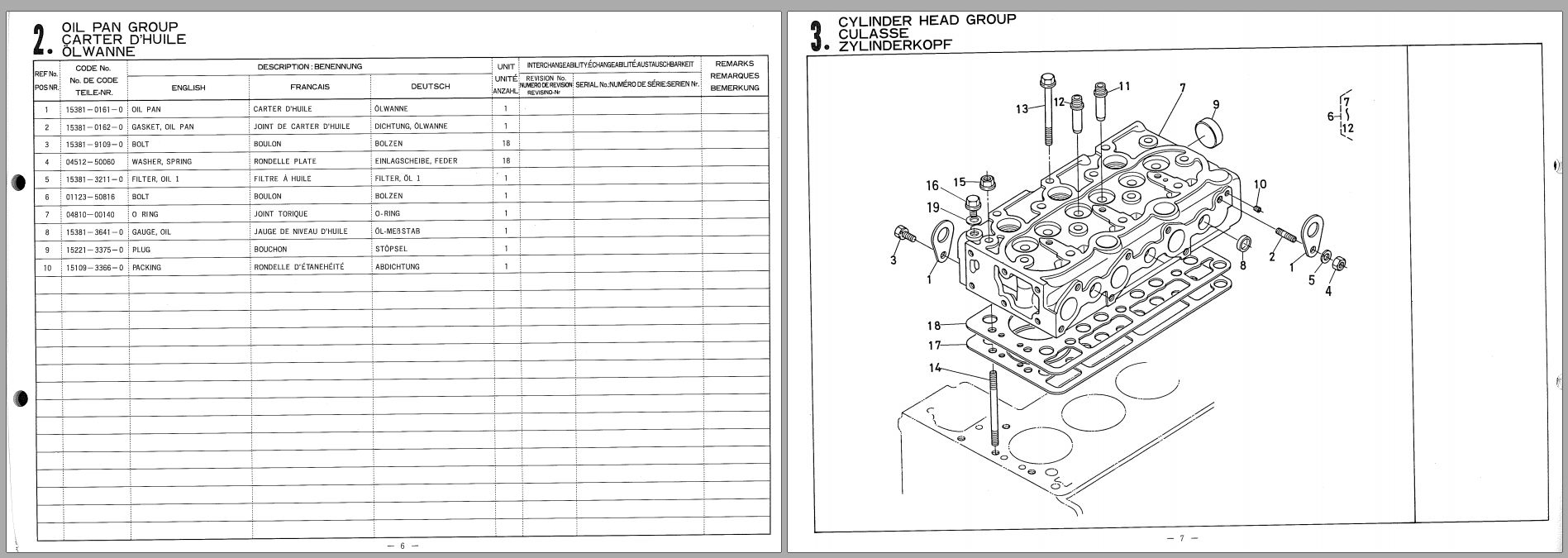 Kubota Diesel Engine D850 BWS 1 Spare Parts List 1982 FR EN DE (2)