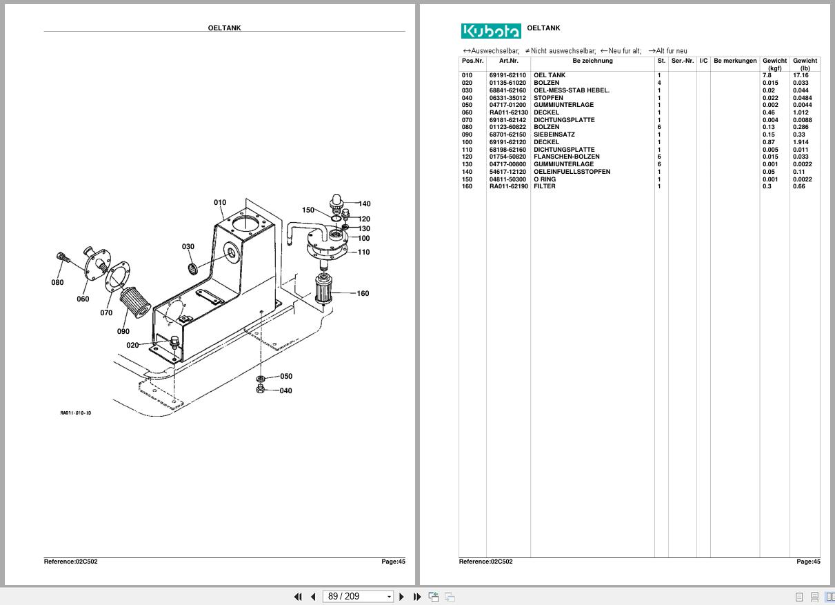 Kubota Diesel Engine K800 ALPHA Spare Parts List DE (2)