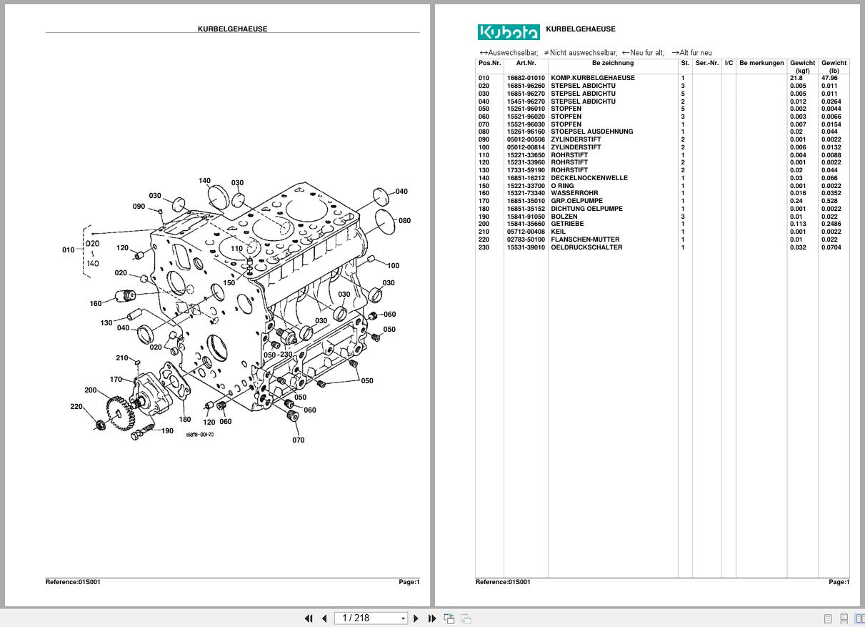 Kubota Diesel Engine K800 Spare Parts List DE (1)