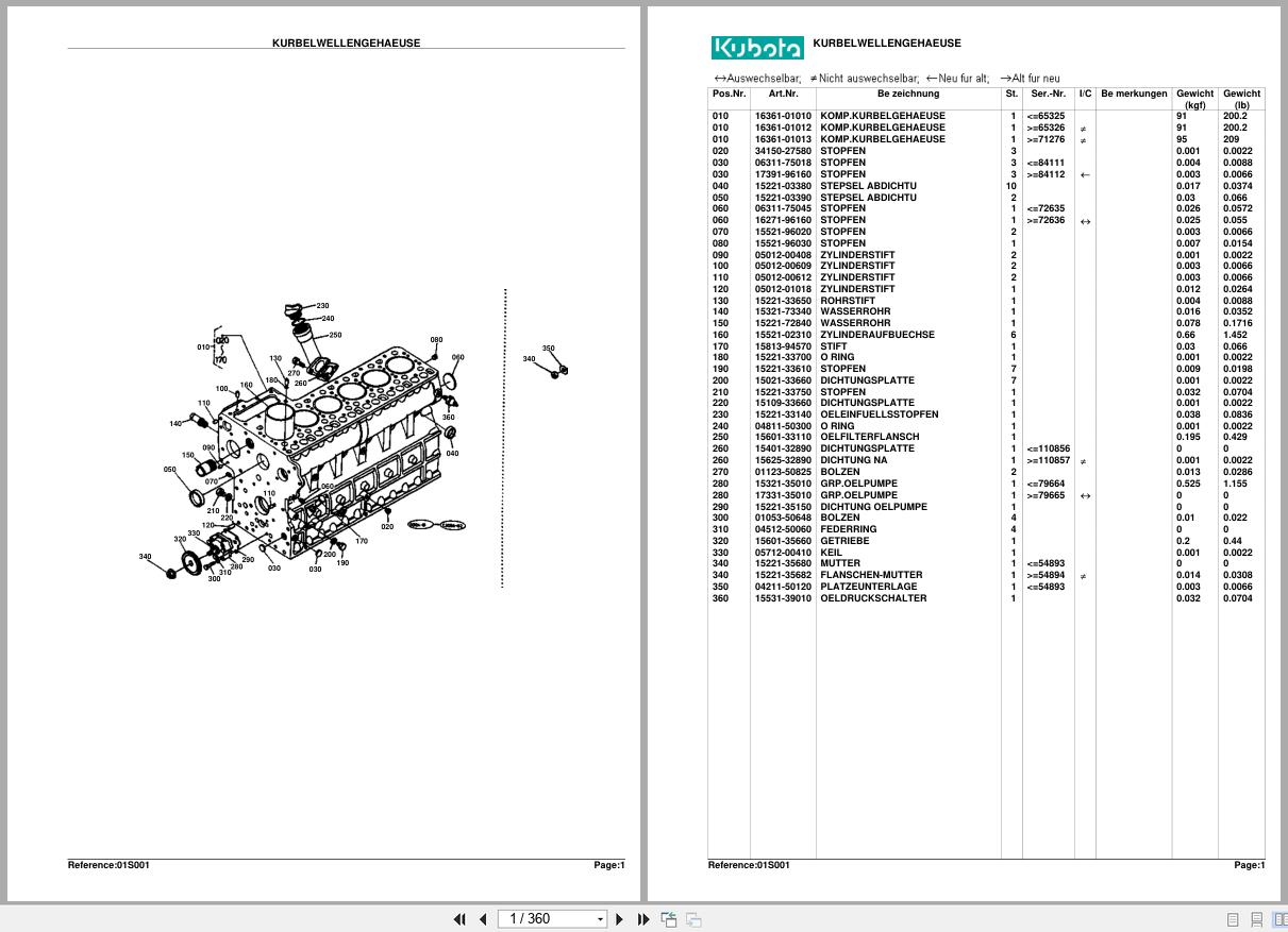 Kubota Diesel Engine KH191KDG Spare Parts List DE (1)