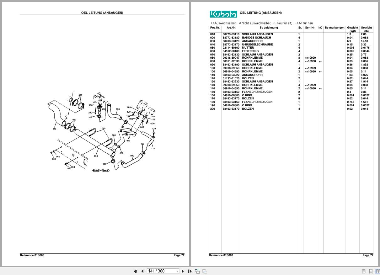 Kubota Diesel Engine KH191KDG Spare Parts List DE (2)