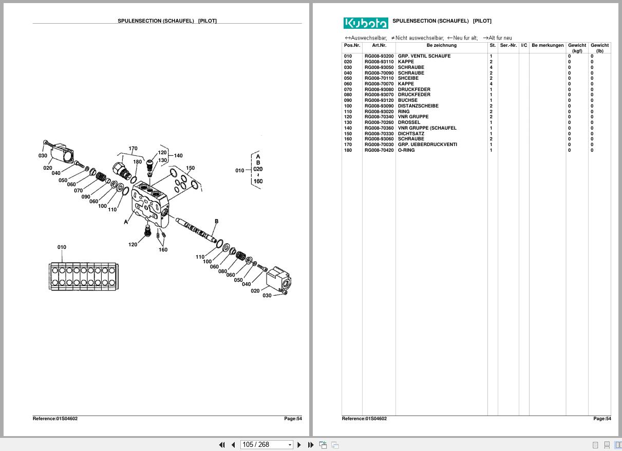 Kubota Diesel Engine KX362 Spare Parts List DE (2)