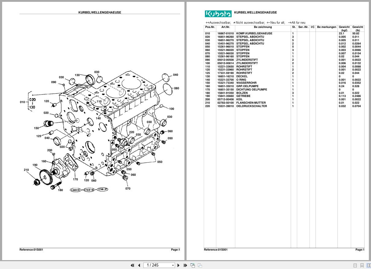 Kubota Diesel Engine KX36HS Spare Parts List DE (1)