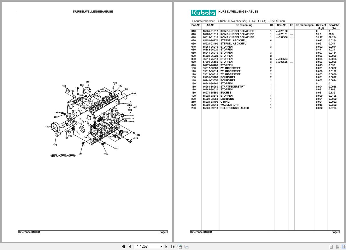 Kubota Diesel Engine KX41H Spare Parts List DE (1)