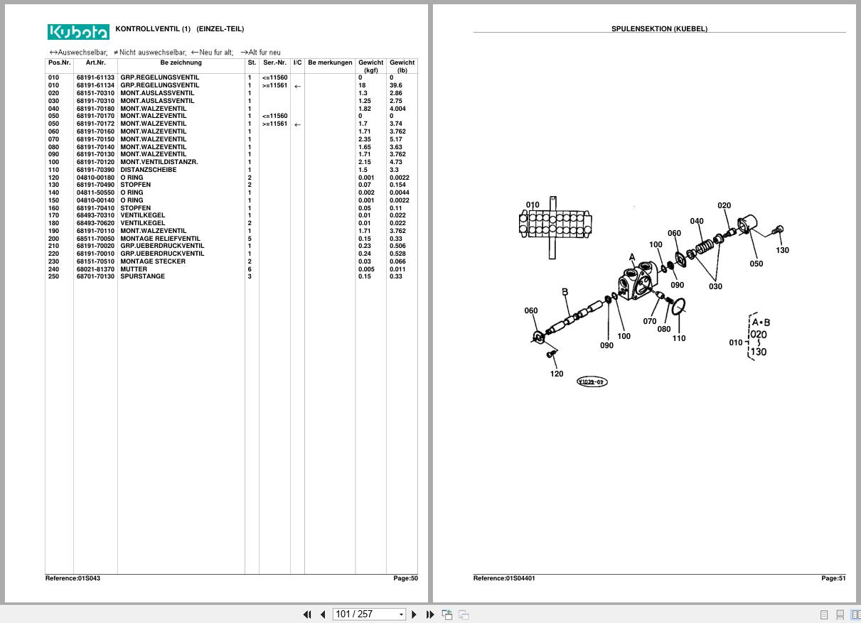 Kubota Diesel Engine KX41H Spare Parts List DE (2)