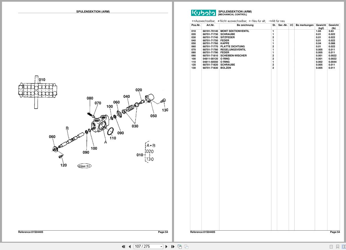 Kubota Diesel Engine KX41HS Spare Parts List DE (2)