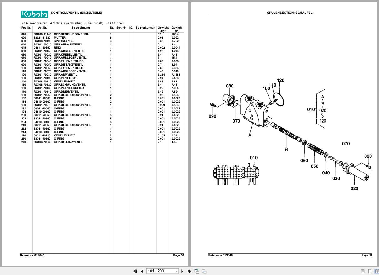 Kubota Diesel Engine KX61 2 Spare Parts List DE (2)