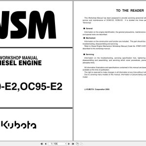 Kubota Diesel Engine OC60 E2 OC95 E2 Workshop Manual 97897 03291 2005 (1)